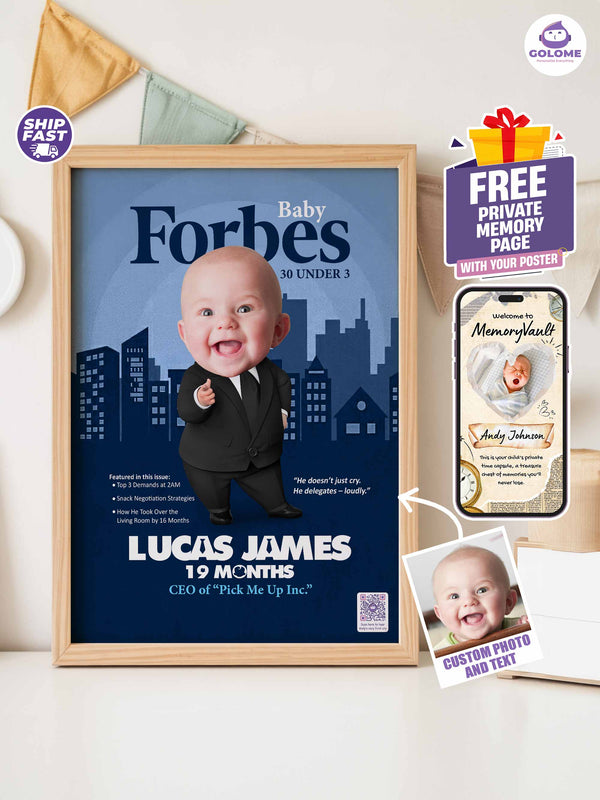 Baby Boss Business Poster or Canvas – Custom Photo & Text – Funny CEO Baby Wall Art