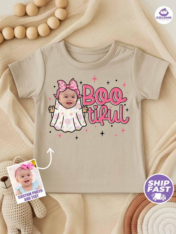 Personalized Baby “BOOtiful” Halloween Outfit – Custom Photo Bodysuit & Infant Tee