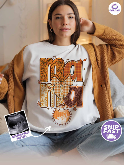 Mama Sweatshirt – Custom Ultrasound Photo | Personalized Pregnancy Announcement Gift