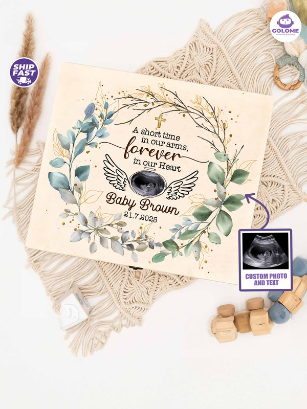 Personalized Baby Memorial Wooden Keepsake Box – Forever in Our Heart