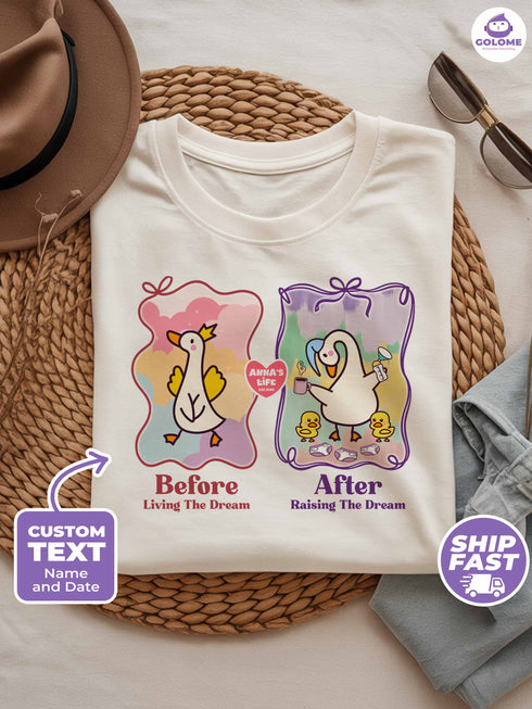 Silly Goose Mom Life Shirt – Before Kids After Kids – Custom Name T-Shirt or Sweater