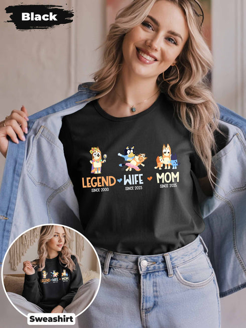 Wife Mom Legend Shirt – Bluey Chilli Funny Mom Tee – Custom Year Gift