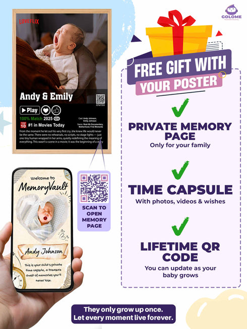 Baby Movie Poster – Custom Photo & Text – Funny Loveflix Style Canvas or Print