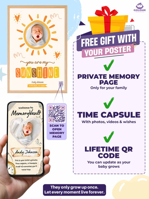 Personalized Baby Poster – “You Are My Sunshine” Print – Custom Photo Keepsake