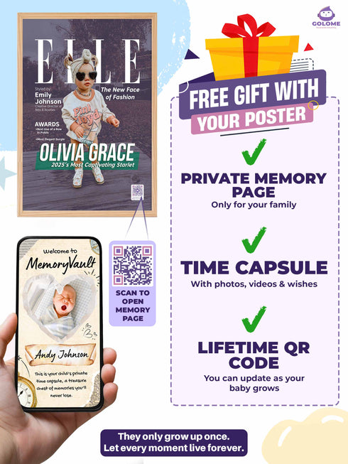 Baby Style Magazine Poster or Canvas – Custom Photo & Text – Luxury Baby Wall Art