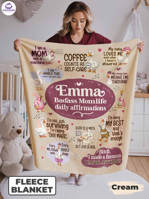 Silly Goose Momlife Blanket – Personalized Name | Funny Affirmations Gift for Moms