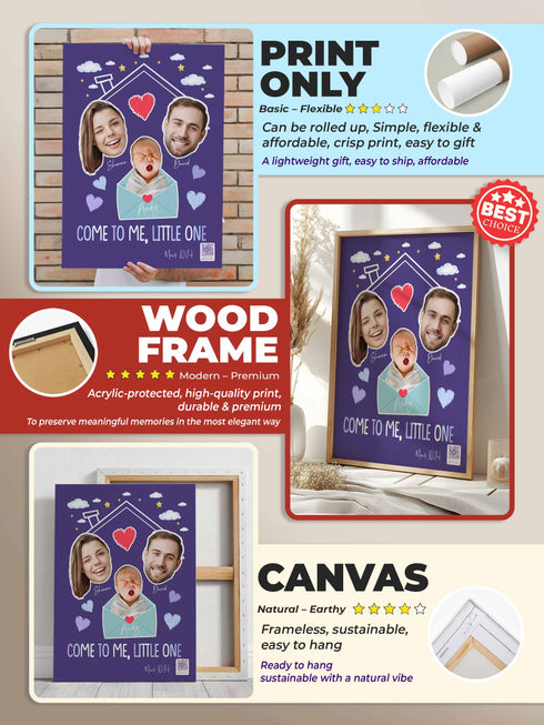 Personalized Family Baby Poster – “Come to Me, Little One” Christian Nursery Wall Art