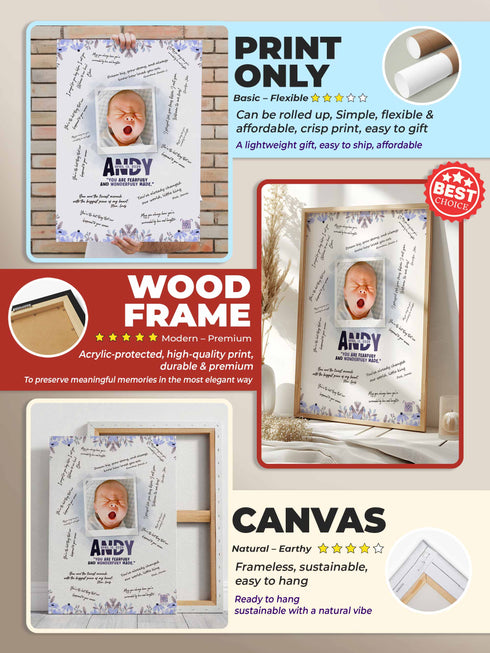 Personalized Wishes for Baby Poster – Custom Photo & Text – Baby Shower Guestbook Keepsake with Bible Verse