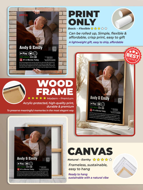 Baby Movie Poster – Custom Photo & Text – Funny Loveflix Style Canvas or Print