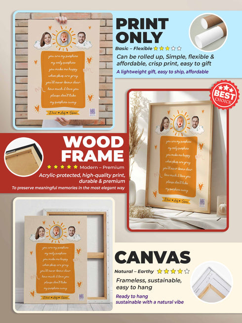 Personalized Family Baby Poster – “You Are My Sunshine” Lyric Print – Custom Photo Keepsake