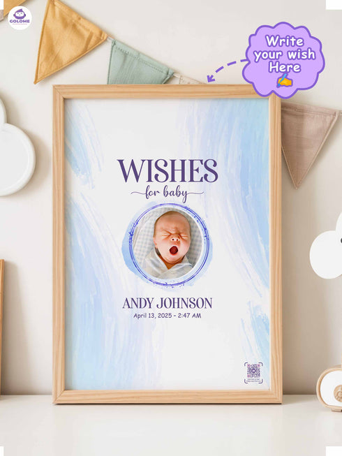 Personalized Wishes for Baby Poster – Custom Photo & Text – Baby Shower Guestbook Keepsake