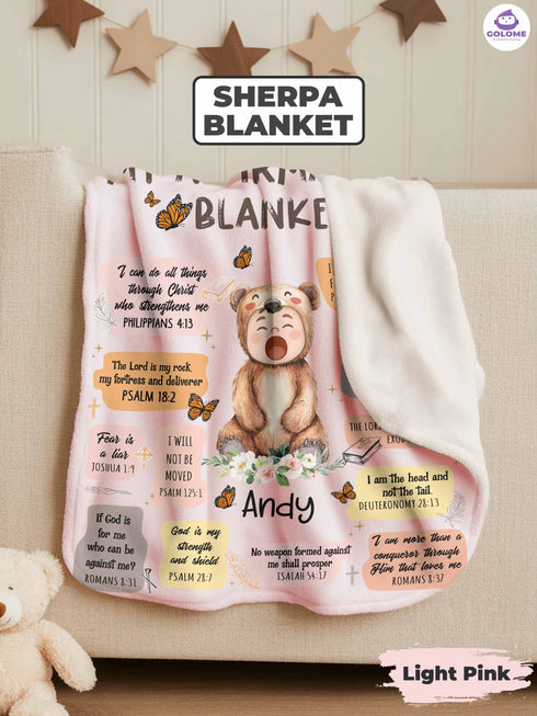 My Affirmations Blanket – Personalized Name & Photo | Baby Bear Christian Blanket