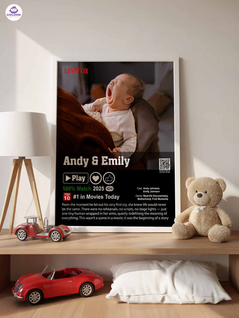 Baby Movie Poster – Custom Photo & Text – Funny Loveflix Style Canvas or Print