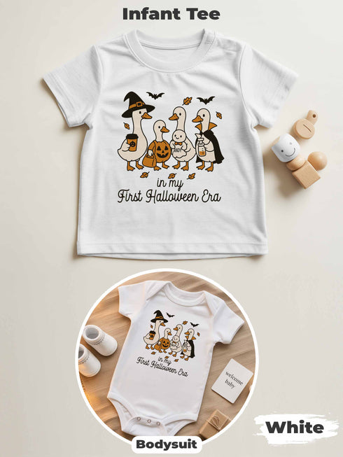 Personalized Baby “First Halloween Era” Outfit – Custom Goose Family Bodysuit & Infant Tee