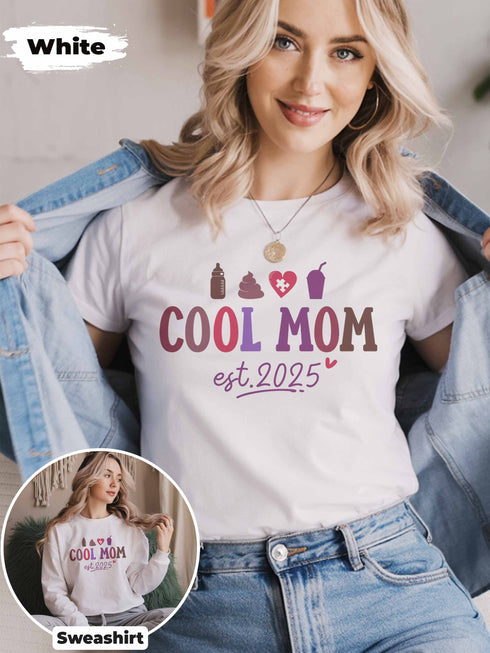 Cool Mom Shirt – Funny Mom Life Tee – Custom Year & Name – T-Shirt or Sweater