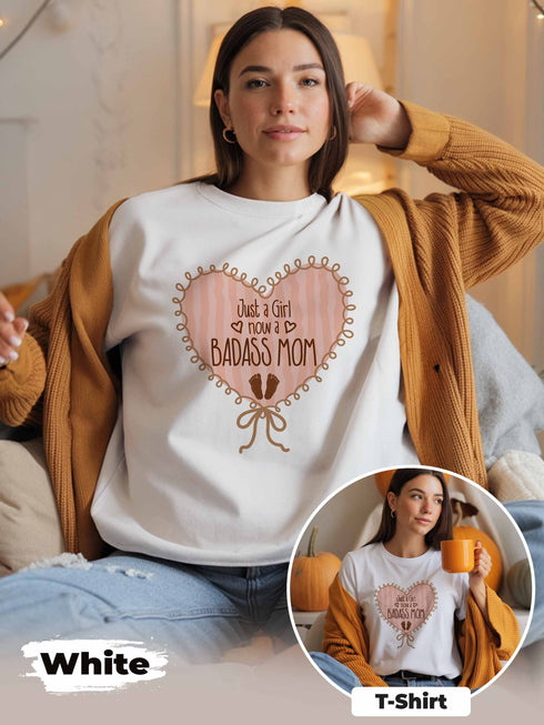 Just a Girl, Now a Badass Mom Sweatshirt – Personalized Photo & Text | New Mom Gift