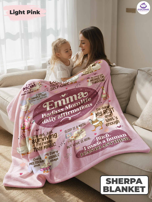 Silly Goose Momlife Blanket – Personalized Name | Funny Affirmations Gift for Moms