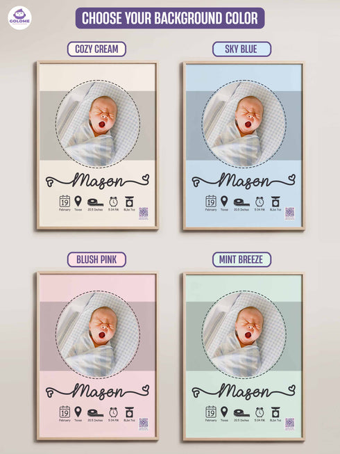 Minimalist Baby Birth Stats Poster – Personalized Newborn Print