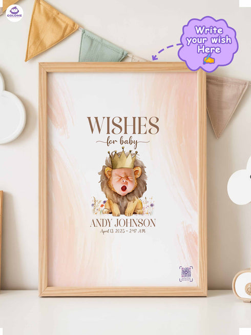 Personalized Wishes for Baby Poster – Custom Photo & Text – Baby Shower Guestbook Keepsake with QR MemoryVault