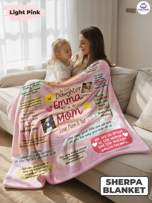 To Our Daughter Blanket – Personalized Photo Gift | Now a Mom Message Blanket from Parents