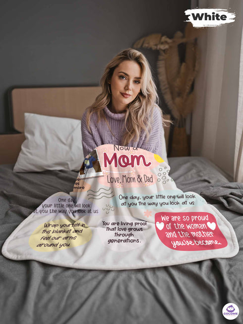 To Our Daughter Blanket – Personalized Photo Gift | Now a Mom Message Blanket from Parents