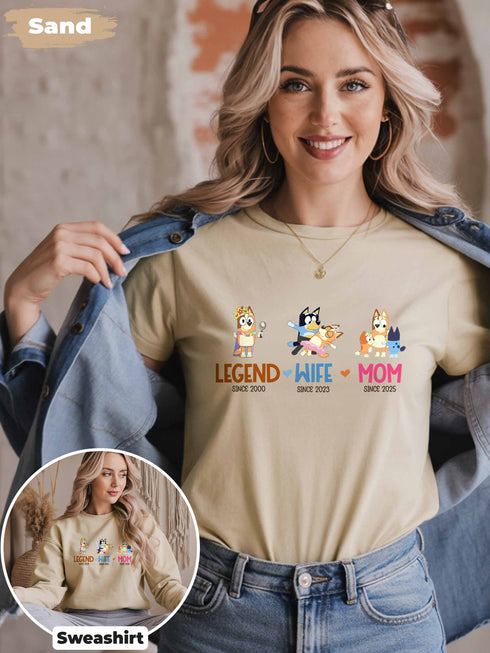 Wife Mom Legend Shirt – Bluey Chilli Funny Mom Tee – Custom Year Gift