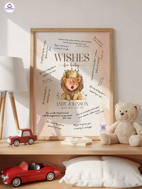 Personalized Wishes for Baby Poster – Custom Photo & Text – Baby Shower Guestbook Keepsake with QR MemoryVault