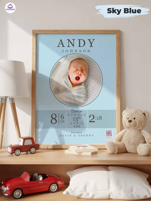 Elegant Baby Birth Stats Poster – Personalized Newborn Print