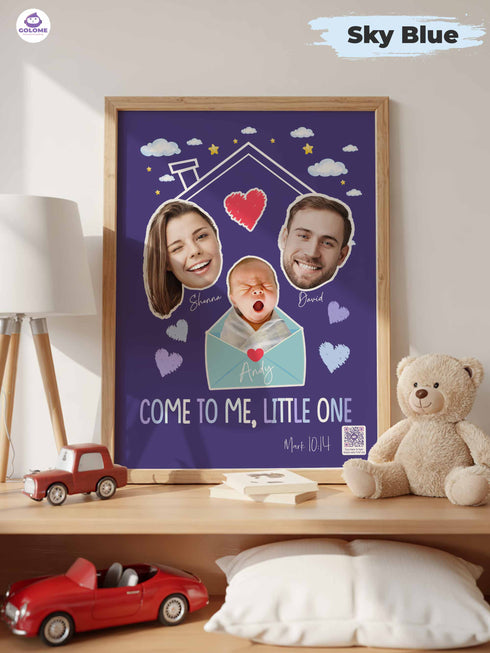 Personalized Family Baby Poster – “Come to Me, Little One” Christian Nursery Wall Art