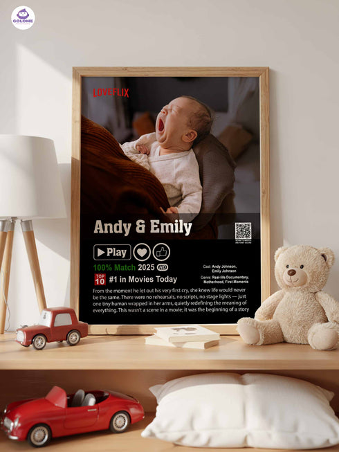 Baby Movie Poster – Custom Photo & Text – Funny Loveflix Style Canvas or Print