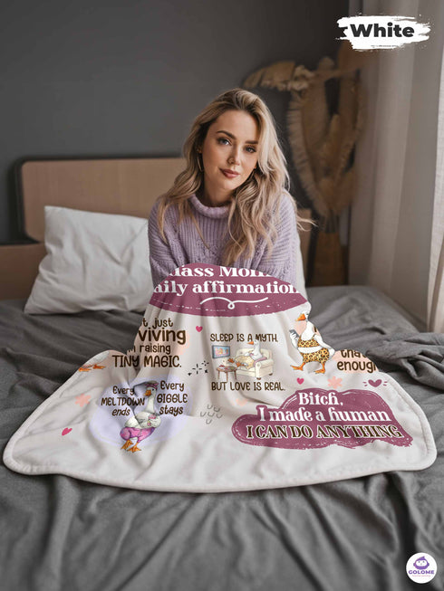 Silly Goose Momlife Blanket – Personalized Name | Funny Affirmations Gift for Moms