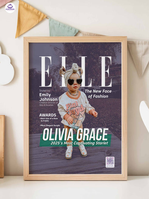 Baby Style Magazine Poster or Canvas – Custom Photo & Text – Luxury Baby Wall Art