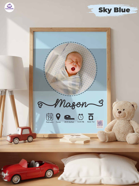 Minimalist Baby Birth Stats Poster – Personalized Newborn Print