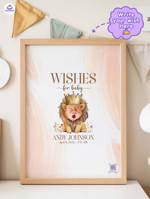 Personalized Wishes for Baby Poster – Custom Photo & Text – Baby Shower Guestbook Keepsake with QR MemoryVault