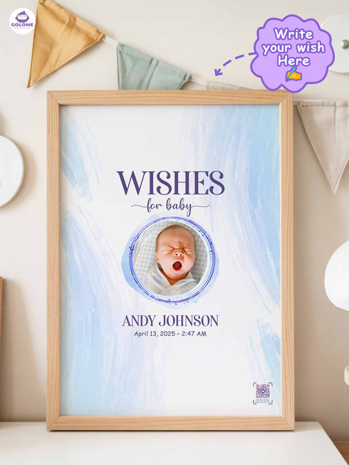 Personalized Wishes for Baby Poster – Custom Photo & Text – Baby Shower Guestbook Keepsake
