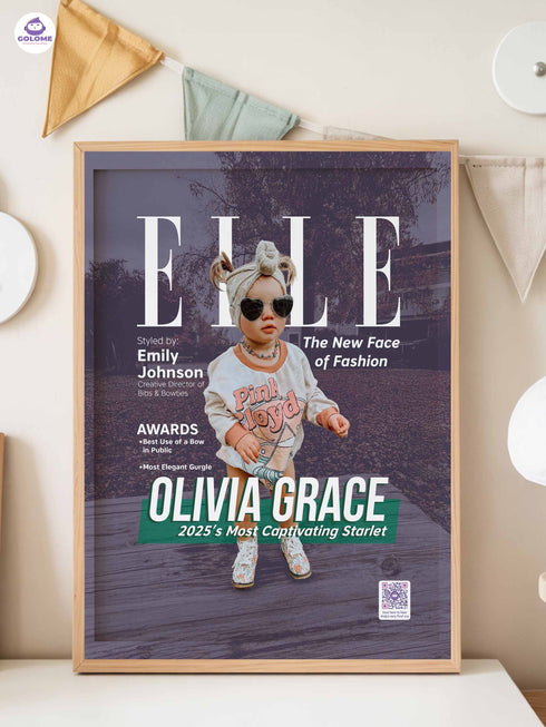 Baby Style Magazine Poster or Canvas – Custom Photo & Text – Luxury Baby Wall Art