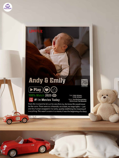 Baby Movie Poster – Custom Photo & Text – Funny Loveflix Style Canvas or Print