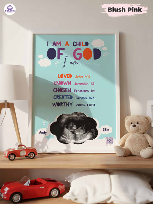Personalized Baby Ultrasound Poster – “I Am A Child of God” Christian Wall Art