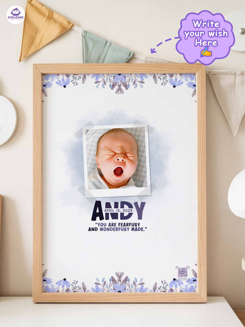 Personalized Wishes for Baby Poster – Custom Photo & Text – Baby Shower Guestbook Keepsake with Bible Verse
