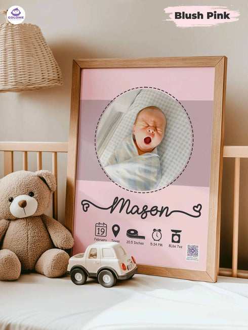 Minimalist Baby Birth Stats Poster – Personalized Newborn Print