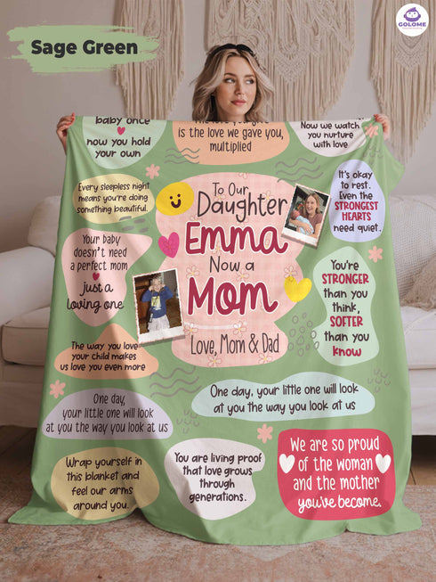 To Our Daughter Blanket – Personalized Photo Gift | Now a Mom Message Blanket from Parents