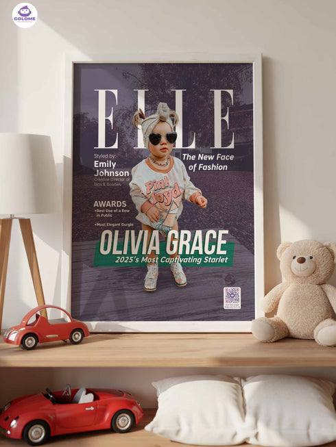 Baby Style Magazine Poster or Canvas – Custom Photo & Text – Luxury Baby Wall Art