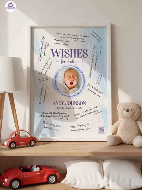 Personalized Wishes for Baby Poster – Custom Photo & Text – Baby Shower Guestbook Keepsake