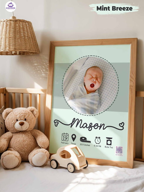 Minimalist Baby Birth Stats Poster – Personalized Newborn Print