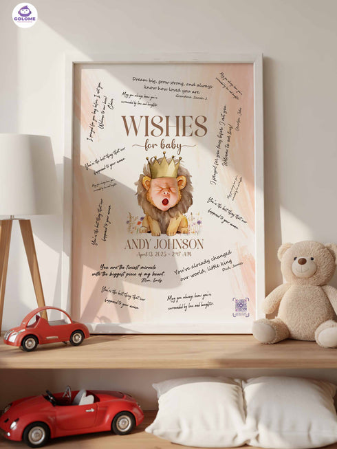 Personalized Wishes for Baby Poster – Custom Photo & Text – Baby Shower Guestbook Keepsake with QR MemoryVault