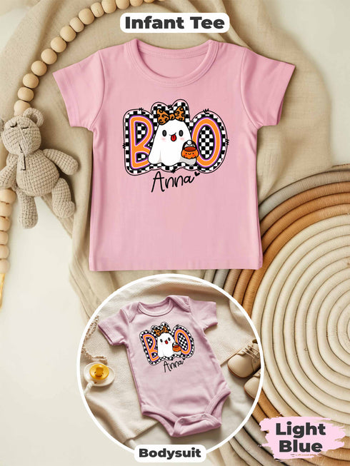 Personalized Baby “BOO” Bodysuit – Cute Halloween Ghost Outfit with Custom Name