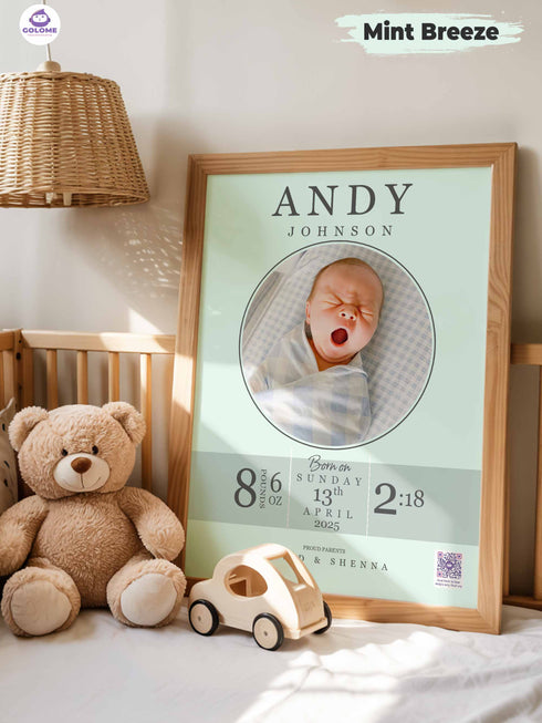 Elegant Baby Birth Stats Poster – Personalized Newborn Print