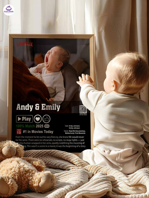 Baby Movie Poster – Custom Photo & Text – Funny Loveflix Style Canvas or Print