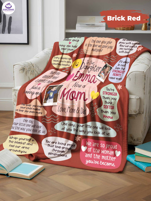 To Our Daughter Blanket – Personalized Photo Gift | Now a Mom Message Blanket from Parents
