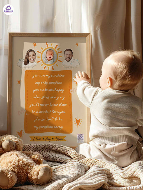 Personalized Family Baby Poster – “You Are My Sunshine” Lyric Print – Custom Photo Keepsake